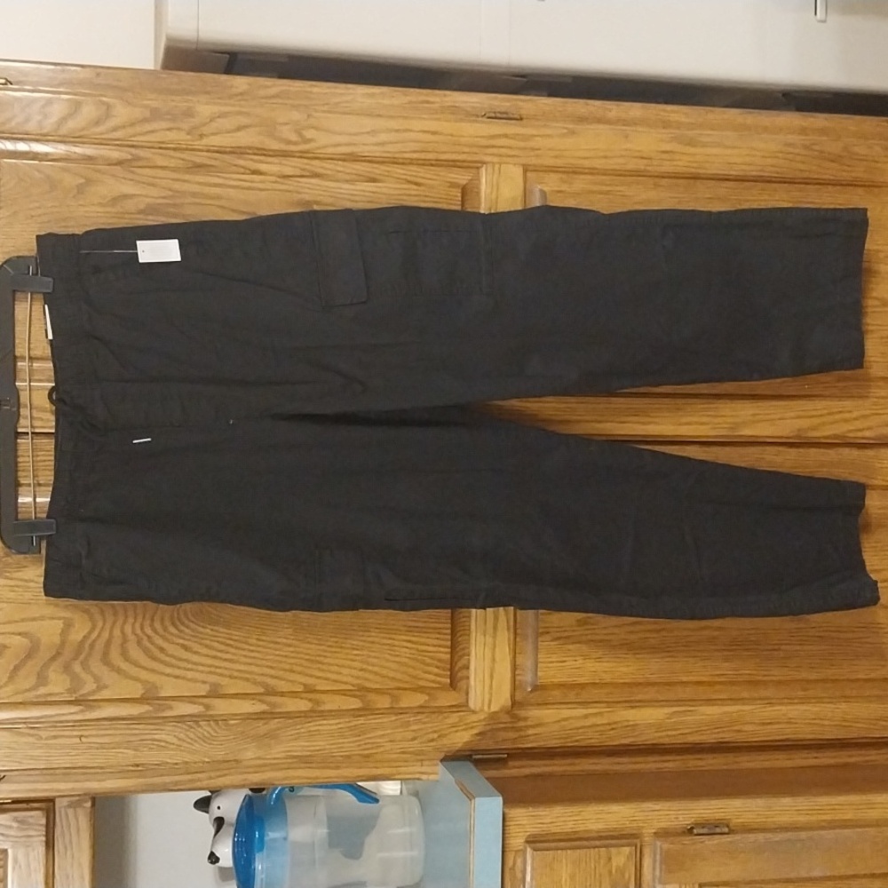No Boundaries NWT Men's Twill Cargo Pants Sz Large Soot Black Drawstring Close